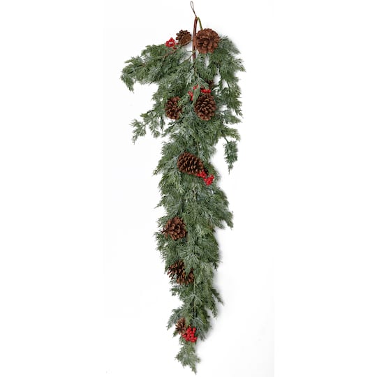 46" Christmas Artificial Cypress Pinecone & Berry Garland